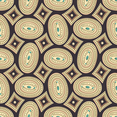 Japanese Oval Medal Vector Seamless Pattern