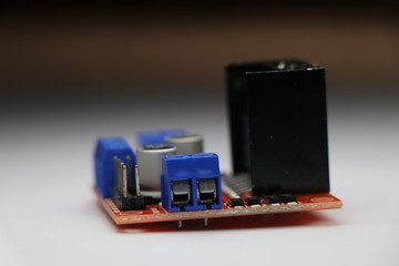 Close up of motor driver which is used to send control signal to dc motor received from control...