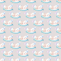 Watercolor seamless pattern with baby