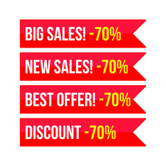 70 percent big sales,new sales, best offer,discount red ribbon sign vector eps