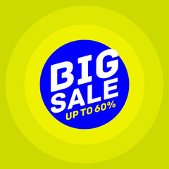 up to 60 percent big sale yellow-green color vector eps