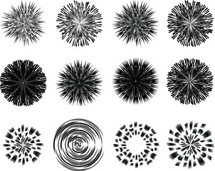 Radial speed Lines in Circle Form for comic books . fireworks Explosion background . Vector Illustration . Starburst
 round Logo . Circular Design element . Abstract Geometric star rays . Sunburst .