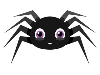 Little spider cartoon character on white background