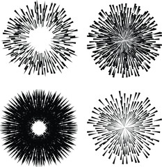 Radial speed Lines in Circle Form for comic books . fireworks Explosion background . Vector Illustration . Starburst
 round Logo . Circular Design element . Abstract Geometric star rays . Sunburst .