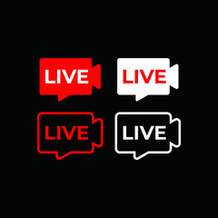 live icon, live streaming sign black background vector eps