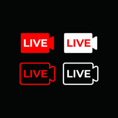 live icon, live streaming sign black background vector eps