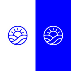 ocean wave with sun logo vector eps