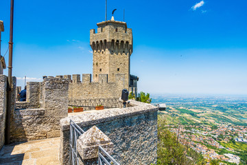 San Marino, Fratta, the second of three peaks which overlooks the city. The tower is located on the...