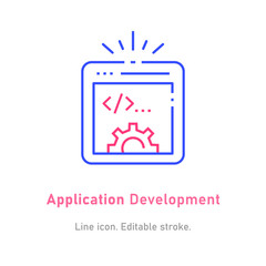 Application development line icon on white background. Editable stroke.