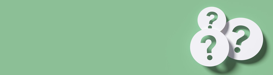 Question mark in front of a red color wall background. Business support concept - 3D Rendering.