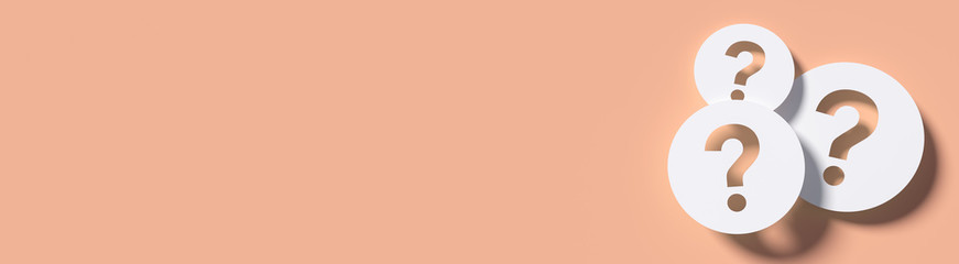 Question mark in front of a red color wall background. Business support concept - 3D Rendering.