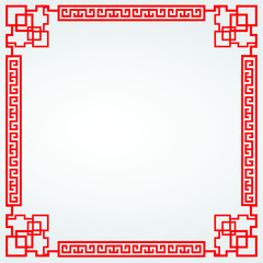 Chinese happy new year red boarder frame design vector illustration