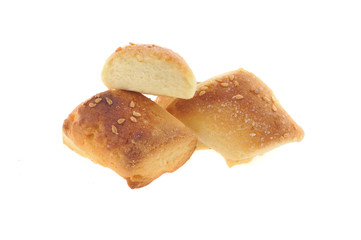 Tasty cookie and cakes isolated on white background