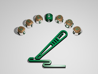 EYEBROW 3D icon surrounded by the text of cubic letters, 3D illustration for beauty and beautiful