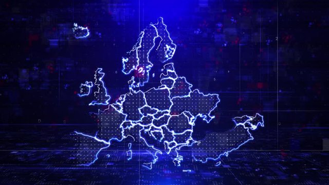 Europe Map Digital background loop