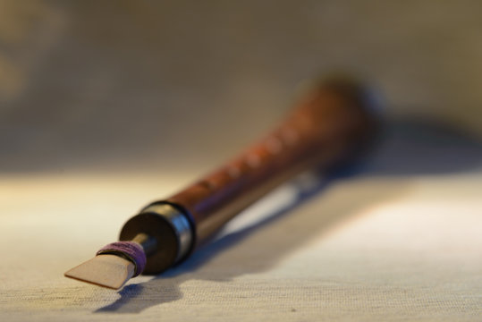 Gralla dulce, instrumento musical viento de madera  en forma de tubo con boquilla, muy antiguo, t&iacute;pico de Catalu&ntilde;a de Gigantes y Castellers