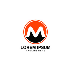 Initials M With Circle Logo Vector Illustration Icon