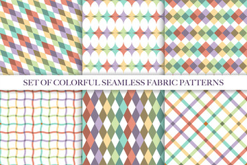 Collection of bright seamless colorful geometric patterns. Endless funky textures.