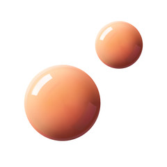 Liquid foundation drops swatch. CC cream or BB cream sample isolated on white background realistic vector illustration, above