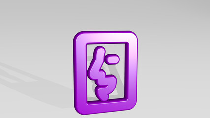 PHOTO FRAME HUMAN 3D icon casting shadow, 3D illustration for background and design