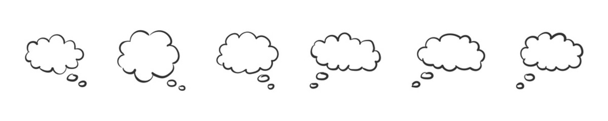 Vector hand drawn set of sketch speech bubbles for infographics. Vector illustration