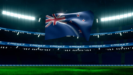 New Zealand flag in cricket stadium