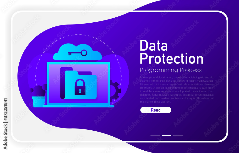 Aufkleber data protection concept on dark gradient background. laptop with envelope, open email and message on
