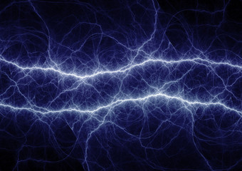 Blue lightning, abstract electrical plasma discharge
