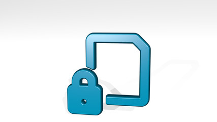 COMMON FILE LOCK 3D icon casting shadow, 3D illustration for background and animal
