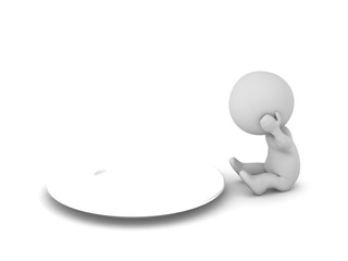 Upset 3D Character with an empty plate