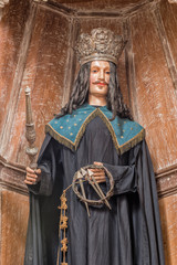 Naklejka premium Sao Francisco de Assis Church, Statue Saint Louis King of France, Sao Joao del Rey, Minas Gerais, Brazil