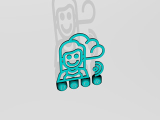 user 3D icon over cubic letters, 3D illustration for interface and design