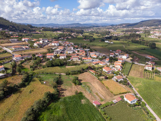 Fototapeta na wymiar Aerial view of the village Rio Covo Santa Eulalia in Barcelos, Portugal.