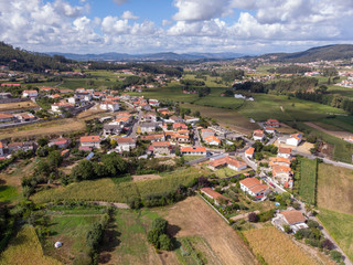 Fototapeta na wymiar Aerial view of the village Rio Covo Santa Eulalia in Barcelos, Portugal.