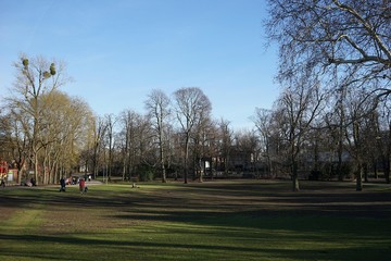 Fototapeta premium Berlin, Germany_15, February 2019_Winter View of Heinrich Lassen Park.