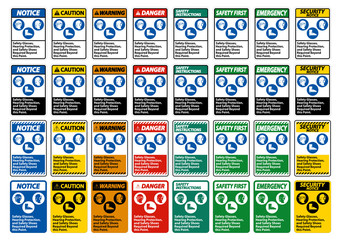 Safety Glasses, Hearing Protection, And Safety Shoes Required Beyond This Point on white background