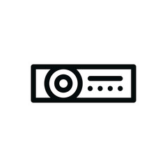 Car stereo isolated icon, car radio linear icon, car music receiver outline vector icon with editable stroke