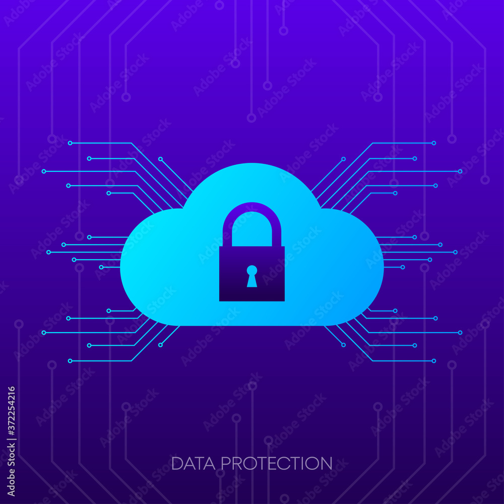 Aufkleber data protection banner. abstract icon. website information. network cyber technology. digital backgr