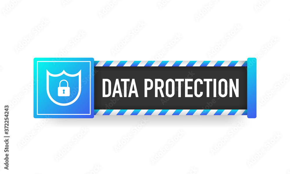 Poster data protection banner. flat icon. website information. network cyber technology. white background. 