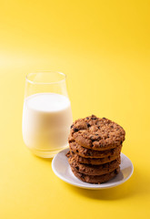 homemade oatmeal cookies on rustic background