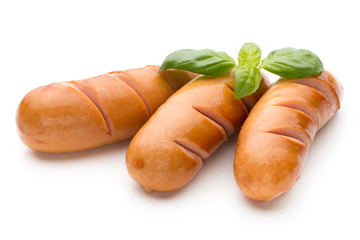 Pork sausage isolated on white background.