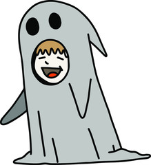 Vector boy in ghost costume  For halloween.