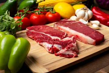 Food background. steak, Fresh raw beef, background.