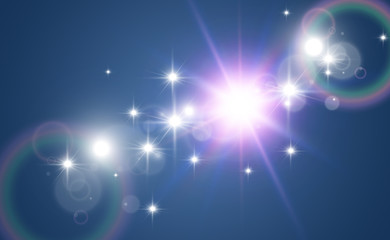 Bright beautiful star.Vector illustration of a light effect on a transparent background.