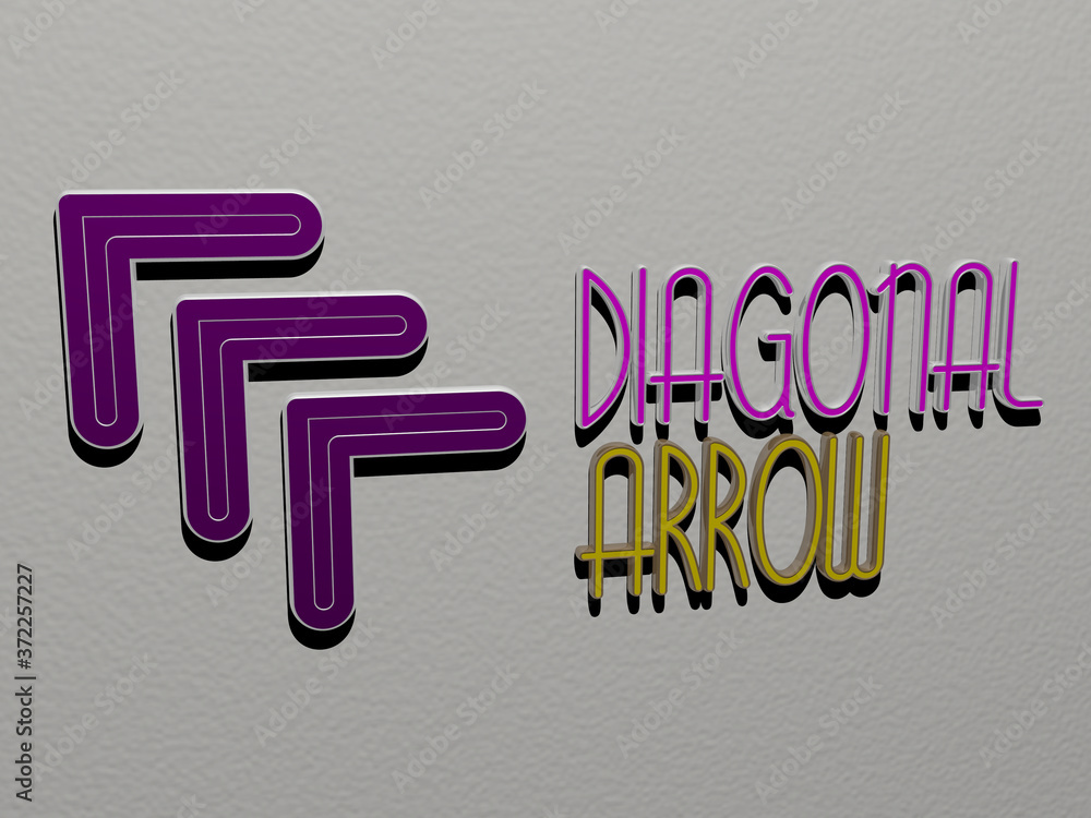 Poster 3d illustration of diagonal arrow graphics and text made by metallic dice letters for the related me