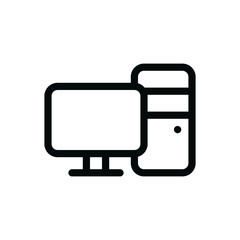 Fototapeta premium PC isolated icon, workplace symbol, desktop personal computer outline vector icon with editable stroke