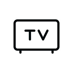 LCD TV isolated icon, televisor outline vector icon with editable stroke