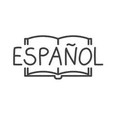 Foto op Canvas espanol (spanish) and open book, concept of learning spanish language- vector illustration © chrupka