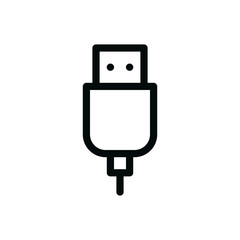 USB cable isolated icon, charging cable outline vector icon with editable stroke