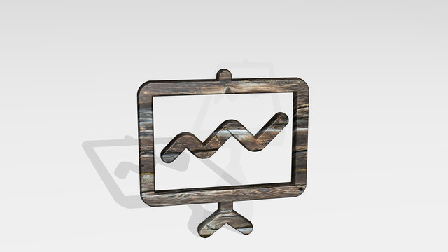 PERFORMANCE PRESENTATION GRAPH 3D icon standing on the floor, 3D illustration for editorial and background